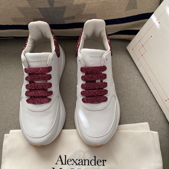 Alexander McQueen oversize sneaker white pink galaxy glitter 40/10 NWT - Picture 7 of 12